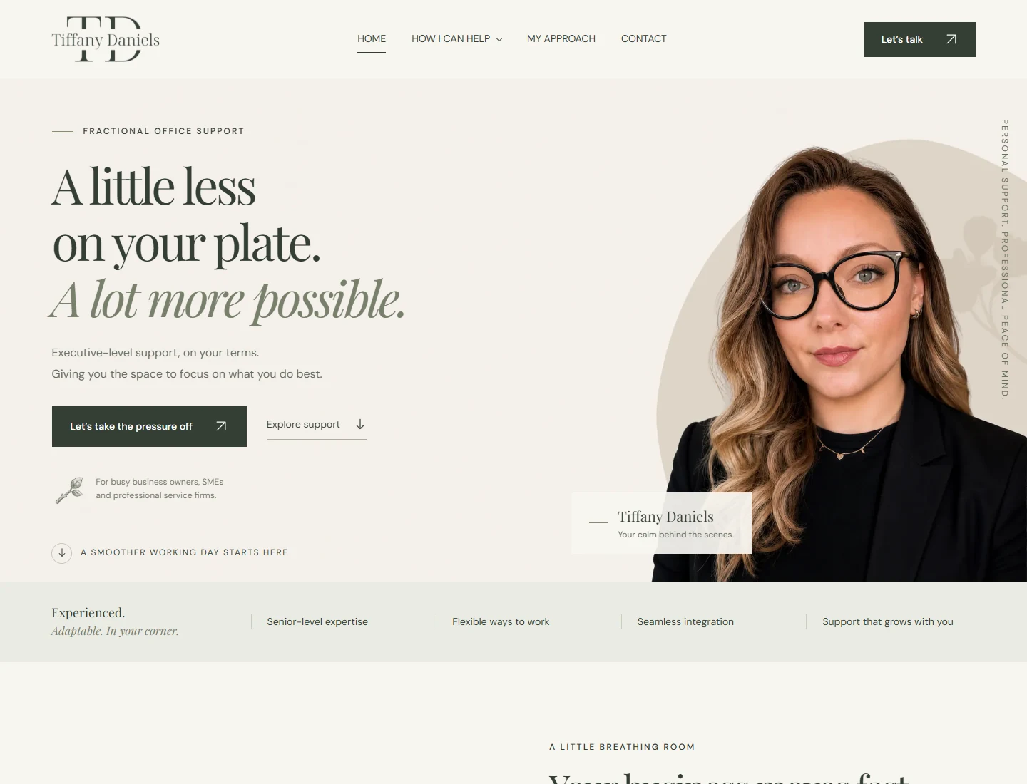 Tiffany Daniels website homepage